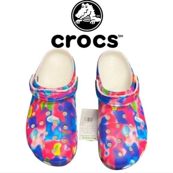 CROCS Other - Crocs Sandals Clog Shoes Men's 13 Pink Rainbow Solarized Classic All over 122025